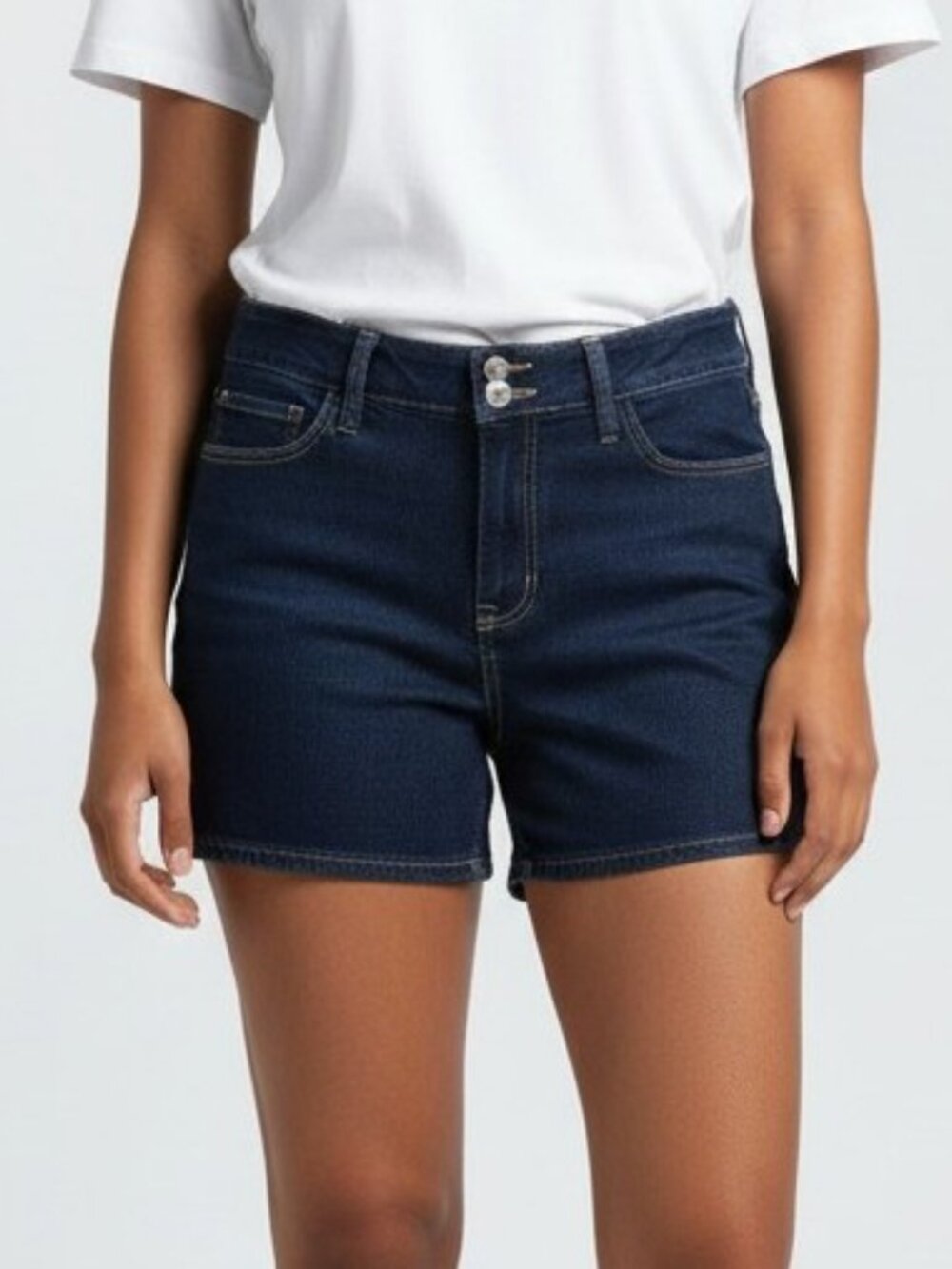 Hydraulic NOLITA High Rise Curvy Midi Denim Shorts 20W Dark Wash Blue